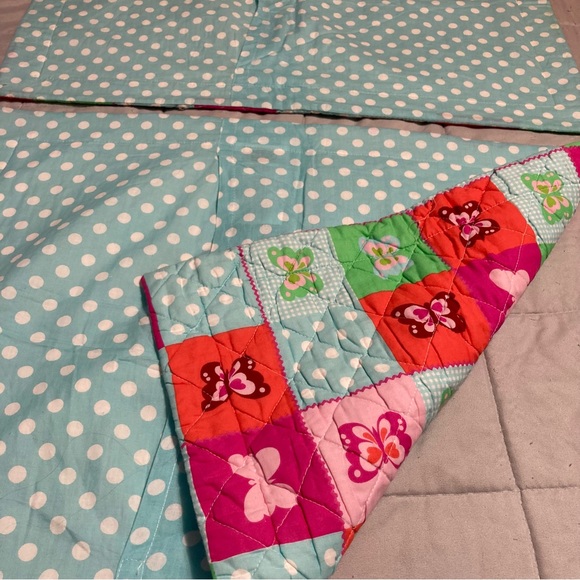 LAURA ASHLEY Quilted Standard Shams Cotton Butterflies Polka Dots Set of 2 - Picture 6 of 16